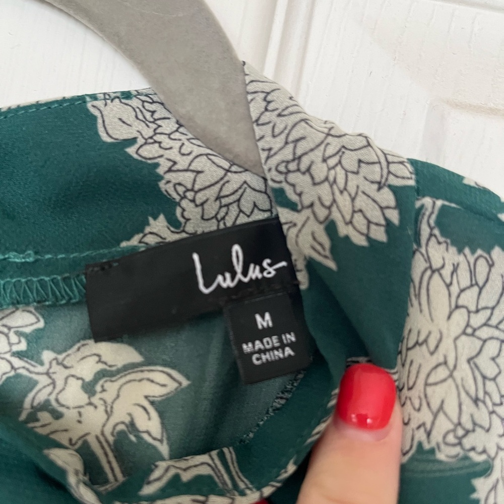 Lulus Floral Dressed Up Dark Green Floral Print Midi Dress - Size M - Picture 4 of 5